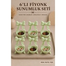 Morbella 6’lı Fiyonk Kahve Yanı Lokumluk Seti 8x5 cm | Mini Çikolatalık, Drajelik, Şekerlik, 6 Kişilik Türk Kahvesi Sunumluğu