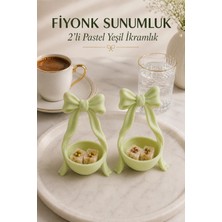 Morbella 2’li Fiyonk Kahve Yanı Lokumluk Seti 8x5 cm | Mini Çikolatalık, Drajelik, Şekerlik, Türk Kahvesi Sunumluğu