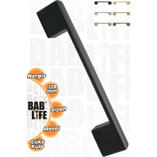 Bablife Kale Nergis 128MM Mat Siyah Lüks Çekmece Dolap Mobilya Kulpları