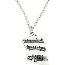 Diyez Müzik Antik Gümüş Notalı Kolye