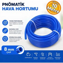 Mercure Mc8-10 Poliüretan Mavi Hava Hortumu 8 mm 10 Metre Pnömatik Hortum