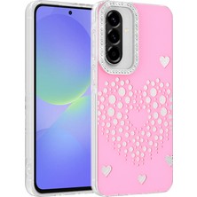Ceponya Galaxy A37 Kılıf Damla Taşlı Kalp Desenli Rivas Sert Pc Kapak
