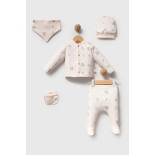 H HONEY BABY %100 Organik Pamuk Bebek Avocado %100 Organik Pamuk Bebek 5 Parça Hastane Çıkış Seti ( 0-3 Ay )