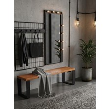 Raweyn Gaia Kütük Masif Ahşap Bahçe Bankı Bench Balkon Teras Metal Ayak 100CM