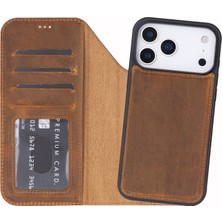 BloominBag Bloomcase Moccasin Apple iPhone 17 Pro (6.3") Hakiki Deri Çıkarılabilir Cüzdanlı Telefon Kılıfı