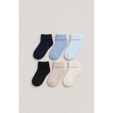 Mem Socks 6'lı Organik Pamuklu Kaydırmaz Çocuk-Bebek Çorabı