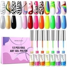 Nicole Diary 8 ml Naıl Art Paıntıng Gel Uv Set (Naıl Art Çizim Seti) 12 Parça