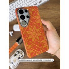 SC Soo Case Samsung S23 Ultra Kılıf Etnik Desenli Örgü Görünümlü Magsafe Uyumlu Premium Kapak Kılıf SOO-900