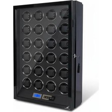 Robert Taylor Watch Winder Regent Collection – 24 Slotlu Ultra Sessiz Otomatik Saat Kurma Kabini (Uzaktan Kumandalı & LED'li, Siyah & Siyah)