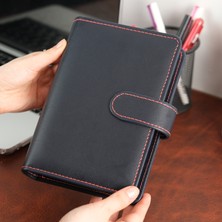 Mint Design Birikim Ajandası - Bütçe Planlayıcı Cüzdan - Siyah - Renkli Dikiş - Altın Mekanizma