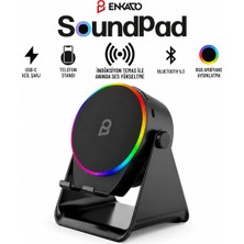 Veraura Lifestyle Soundpad Bluetooth Hoparlör - Indüksiyon Temas Özellikli - Telefon Standlı - Type-C Şarj - Rgb Ambiyans Aydınlatma