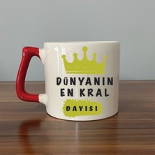 Mor Mürekkep Dünyanın En Kral Dayısı Kırmızı Kulplu Prime Babalar Günü Hediyesi Bardak Kupa Fincan Mug