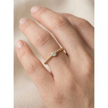 Topaloğlu 14 Ayar Altın Minimal Taşlı Yüzük