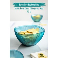 Alvera Akrilik Barok Aquamarin Orta Boy Kare Meyve & Salata Kasesi & Karıştırma Kabı / 1,5 Lt (Cam Değildir)