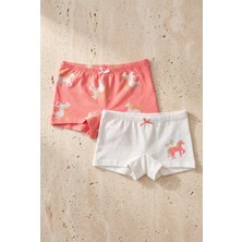Bony Socks Kız Çocuk 2'li Paket Unicorn Boxer Ekru/pembe