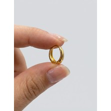 Topaloğlu 14 Ayar Sarı Altın Mini Oval Halka Küpe