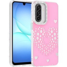 Ceponya Galaxy A26 Kılıf Damla Taşlı Kalp Desenli Rivas Sert Pc Kapak
