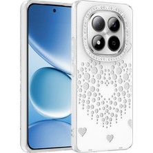 Ceponya Xiaomi Redmi Note 15 Pro 4g Kılıf Damla Taşlı Kalp Desenli Rivas Sert Pc Kapak