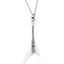 Diyez Müzik Rock Tarzı Gümüş Gitar Kolye