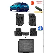 Ahlparts Peugeot 2008 2020 Sonrası Uyumlu 3D Havuzlu Paspas ve 3D Alt Kademe Bagaj Havuzu Seti (Benzin/dizel) Asma Koku ve Numaratör Hediyeli