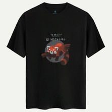 Oversize %100 Pamuk Erkek Todo List Nothing Baskılı Tişört - Siyah