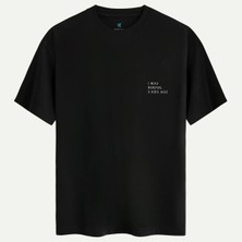 Oversize %100 Pamuk Erkek 3kidsago Baskılı Tişört - Siyah
