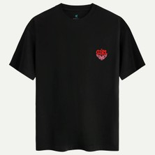 Oversize %100 Pamuk Erkek Girl Power Baskılı Tişört - Siyah