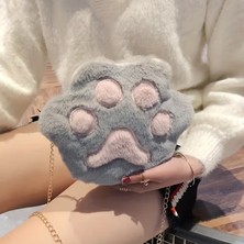 LRS Store Peluş Kedi Patisi Çanta, Ithal Pati Cüzdan Zincir Askılı Yumuşak Makyaj Çantası Kalem Çantası Kaliteli