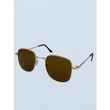 Mise Aksesuar Kahve Gold Metal Çerçeve Zarif Güneş Gözlüğü UV-400 Unisex