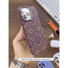 SC Soo Case iPhone 14 Pro Kılıf Etnik Desenli Örgü Görünümlü Magsafe Uyumlu Premium Kapak Kılıf SOO-900