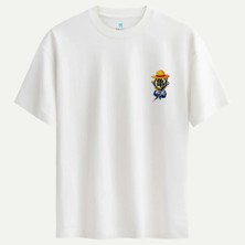 Oversize %100 Pamuk Erkek Pirate Legacy Baskılı Tişört - Beyaz