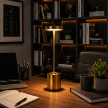 Vien Home Şarjlı Dokunmatik LED Masa Lambası – 3 Renk Modlu, Kablosuz, Modern Dekoratif Gece Lambası (Gold)