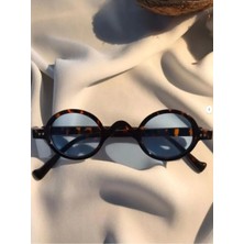 Mise Aksesuar Mavi Cam Retro Güneş Gözlüğü Unisex Leopar Çerçeveli