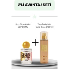 Wemara Sun Glow Kadın Edp 50 ml + Wemara Taşlı Body Mist  Gold Kissed Gold Taş