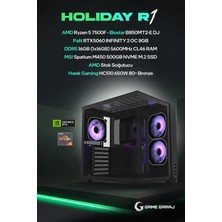 Game Garaj Holiday R1 Amd R5 7500F RTX5060 16GB Ram 500GB SSD Freedos Oyuncu Oem Paket