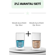 Wemara Metalik Ayna Efektli Oje  Bronz 15 ml & Mavi 15 ml