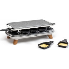 Tefal Pierrade Gourmet Raclette, Taş Tırmık, 2'si 1 Arada, Iç Mekan, 1350W, Doğal Taş, 8 Maxi Derin Kase, Kolay Temizlenebilir, Gri, Ahşap Görünümlü Ayak PR620D12