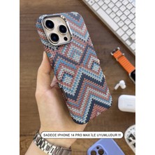 SC Soo Case iPhone 14 Pro Max Kılıf Etnik Desenli Örgü Görünümlü Magsafe Uyumlu Premium Kapak Kılıf SOO-900