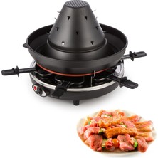 Klarstein Taste Volcano - Raclette, Masa Izgarası, Elektrikli Izgara, Tartar Şapkası, 1500 Watt, Sürekli Ayarlanabilir, Izgara, Izgara Tavası, 6 Kişilik, Yapışmaz Kaplama, Siyah