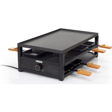 Princess Raclette Black Steel - Tavalar Için 8 Kişilik Park Yeri Geniş Pişirme Yüzeyi 44 x 25 cm Ayarlanabilir Termostat 1300 Watt, 162655