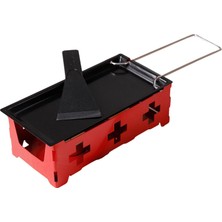 Generic Raclette Izgara, Yapışmaz Peynir Eritici, Katlanabilir Ahşap Saplı Döner Fırın Tepsisi, Spatulalı Profesyonel Peynir Eritme Tavası, Peynir, Et, Balık ve Sebzeler Için (Kırmızı)