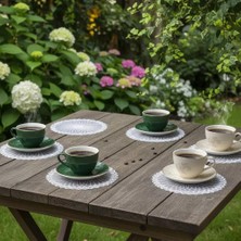 Ceki Home 6'lı Dantel Kahve Sunumluğu 15x15 cm Asorti Desenli Bardak Altlığı Türk Kahvesi Fincan Sunum Seti