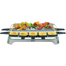 Tefal Pierrade Raclette, 1350 Watt, Taş Izgara Plakası + 10 Yapışmaz Kaplamalı Tava, Kazıyıcı Dahil, Çıkarılabilir Kablo, Gri, PR457B