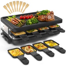 HengBo 8 Kişilik Raclette, 8 Tavalı Raclette Izgara, 1300 W