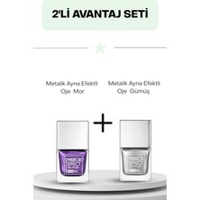 Wemara Metalik Ayna Efektli Oje Gümüş 15 ml & Mor 15 ml