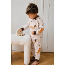 Cigit Desenli Pijama Takımı Erkek Çocuklar İçin Uzun Kollu Bej Pamuk 1-6 Yaş