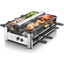 Caso Raclette Airclean - Entegre Davlumbazlı Raclette Izgara, 8 Kişilik, Hızlı Isıtma, Yapışmaz Seramik Kaplama (Pfas Içermeyen), 1500 Watt, Değiştirilebilir Koku ve Karbon Filtre