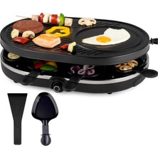 8 Kişilik Raclette Tava ve Kazıyıcı Seti - Paslanmaz ve Ayarlanabilir (Yuvarlak)