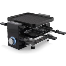 Princess Piano Raclette - 4 Kişiye Kadar, Çok Işlevli, 700 Watt, Ayarlanabilir Termostat, Dökme Alüminyum Plaka, 4 Tava ve Spatula, Plastik, Bpa Içermez, 162915
