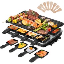 8 Kişilik Hengbo Raclette Izgara, 2'si 1 Arada Masa Izgarası, 1300 W